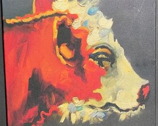 Framed Canvas Print Cow Diane Whitehead Frame: 12 x 12 x 1.5in HxWxD