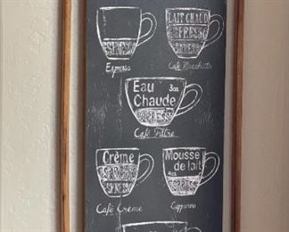 Cafe-Bar Espresso Faux Chalkboard Art 38 x 16 x 1in HxWxD