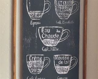 Cafe-Bar Espresso Faux Chalkboard Art 38 x 16 x 1in HxWxD