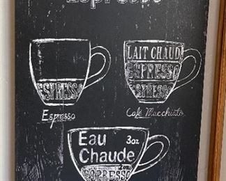 Cafe-Bar Espresso Faux Chalkboard Art 38 x 16 x 1in HxWxD