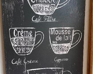 Cafe-Bar Espresso Faux Chalkboard Art 38 x 16 x 1in HxWxD