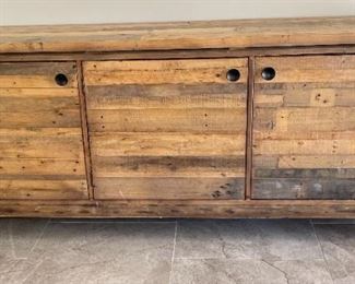 Rustic Wood Sideboard Buffet AV Cabinet 34 x 80 x 18.5in HxWxD