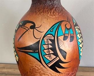 Signed Southwest Pottery Vase 15in h x 10in diameter