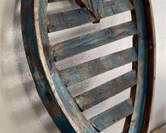 Reclaimed Wood Louvered Heart Decor Blue 27 x 27 x 2in HxWxD