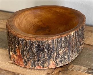 Primitive Live Edge Wood Bowl 3in H x 8in diameter