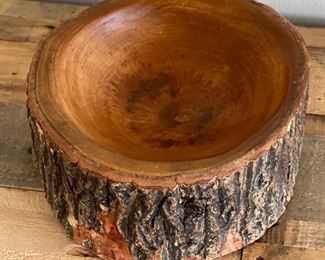 Primitive Live Edge Wood Bowl 3in H x 8in diameter