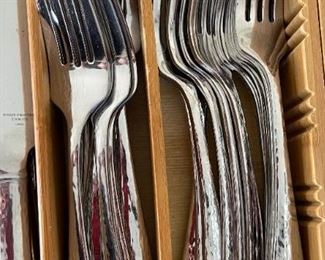 Partial Reed & Barton Stainless Flatware Hammered 58pc