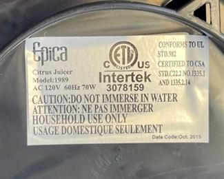 Epica 1989 Citrus Juicer