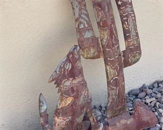 Rustic Metal Art Coyote & Saguaro 24 x 23in