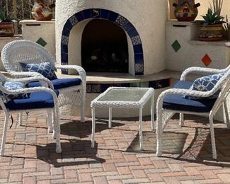 4pc All Weather Wicker Loveseat Chairs & Table Loveseat: 34 x 51 x 24in HxWxD