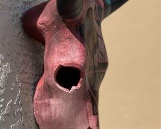 AS-IS Singed Ceramic Bull Head 14 x 13 x 9in HxWxD