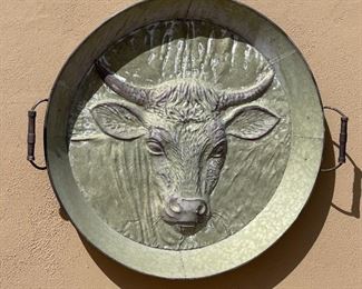 Metal Cow Head Pan Wall Decor 29 x 32 x 5in HxWxD
