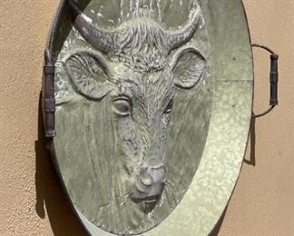 Metal Cow Head Pan Wall Decor 29 x 32 x 5in HxWxD