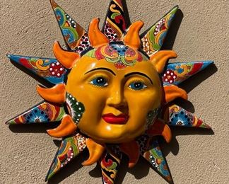 AS-IS Mexican ceramic sun 25 x 23 x 4in HxWxD