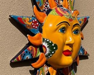 AS-IS Mexican ceramic sun 25 x 23 x 4in HxWxD