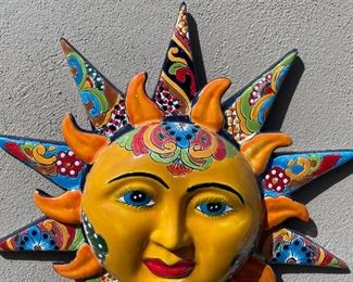 AS-IS Mexican ceramic sun 25 x 23 x 4in HxWxD