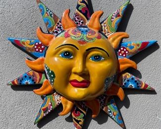 AS-IS Mexican ceramic sun 25 x 23 x 4in HxWxD