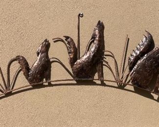 Metal Howling Coyote Wall Art Decor 22 x 50 x 2in HxWxD