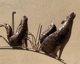 Metal Howling Coyote Wall Art Decor 22 x 50 x 2in HxWxD