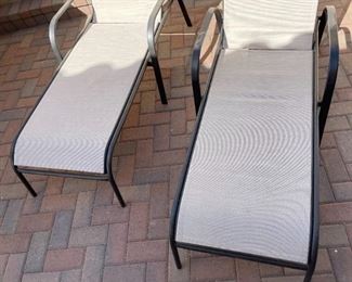 2pc Patio Lounge Chairs PAIR #2 40 27 x 62in HxWxD
