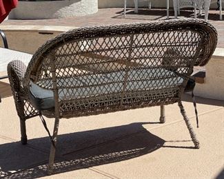 All Weather Wicker Patio Loveseat 37 x 52 x 29in HxWxD