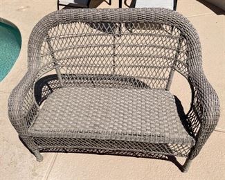 All Weather Wicker Patio Loveseat 37 x 52 x 29in HxWxD