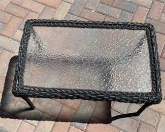 All Weather Wicker Patio Coffee Table 17 x 19 x 31in HxWxD