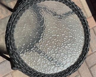 All Weather Wicker Patio Round Side Table 18 x 20.5in diameter