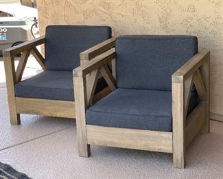 2pc Christopher Knight Acacia Wood Chairs PAIR 36 x 31 x 29.5in HxWxD