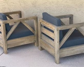 2pc Christopher Knight Acacia Wood Chairs PAIR 36 x 31 x 29.5in HxWxD