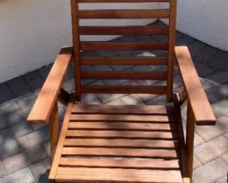 2pc Applaro Reclining Folding Hardwood Patio Chairs PAIR 38 x 25 x 32in HxWxD