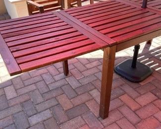 6pc Applaro Teak Patio Table Chairs & Umbrella 29 x 30 x 56-104in HxWxD