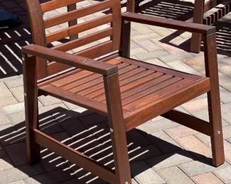 6pc Applaro Teak Patio Table Chairs & Umbrella 29 x 30 x 56-104in HxWxD