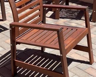 6pc Applaro Teak Patio Table Chairs & Umbrella 29 x 30 x 56-104in HxWxD