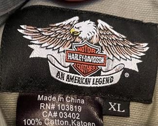 Harley Davidson Skull Crossbones Button Up Shirt #1 XL