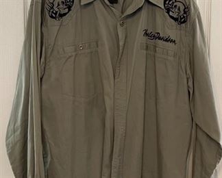 Harley Davidson Skull Crossbones Button Up Shirt #1 XL