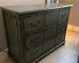 Farmhouse Blue Weather Dresser Hidden Treasures Drawer Chest 32x44x18in HxWxD