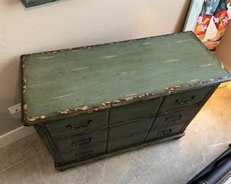 Farmhouse Blue Weather Dresser Hidden Treasures Drawer Chest 32x44x18in HxWxD