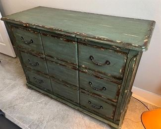 Farmhouse Blue Weather Dresser Hidden Treasures Drawer Chest 32x44x18in HxWxD