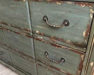 Farmhouse Blue Weather Dresser Hidden Treasures Drawer Chest 32x44x18in HxWxD
