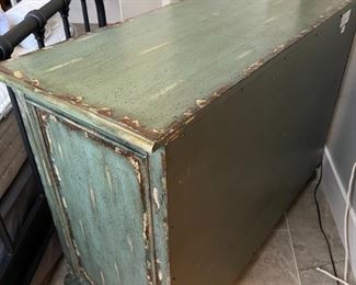 Farmhouse Blue Weather Dresser Hidden Treasures Drawer Chest 32x44x18in HxWxD