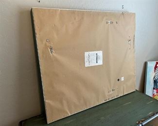 Wooden green framed mirror 29.5x35.5x2.25in HxWxD