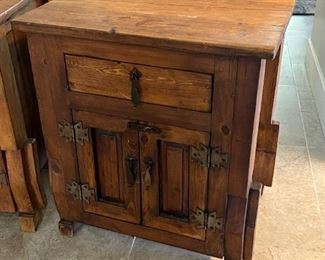 2pc Rustic Mexico Wood Nightstands PAIR 28.25 x 25 x 20in HxWxD
