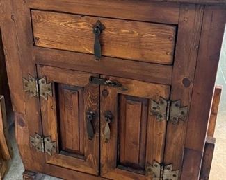 2pc Rustic Mexico Wood Nightstands PAIR 28.25 x 25 x 20in HxWxD