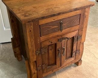 2pc Rustic Mexico Wood Nightstands PAIR 28.25 x 25 x 20in HxWxD