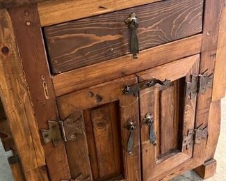 2pc Rustic Mexico Wood Nightstands PAIR 28.25 x 25 x 20in HxWxD