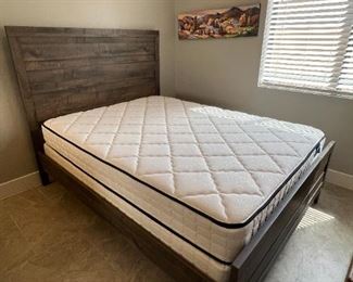 Queen Crown Mark Rustic Panel Wood Bed w/ Revive mattress Frame: 57.5 x 64 x 83.5in<BR>Mattress: 60 x80in
