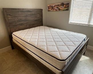Queen Crown Mark Rustic Panel Wood Bed w/ Revive mattress Frame: 57.5 x 64 x 83.5in<BR>Mattress: 60 x80in