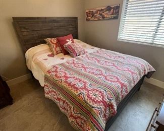 Queen Crown Mark Rustic Panel Wood Bed w/ Revive mattress Frame: 57.5 x 64 x 83.5in<BR>Mattress: 60 x80in