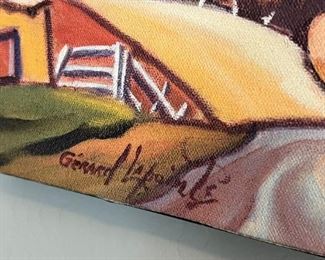 Signed Farm Landscape Painting 12x 44x .5in HxWxD